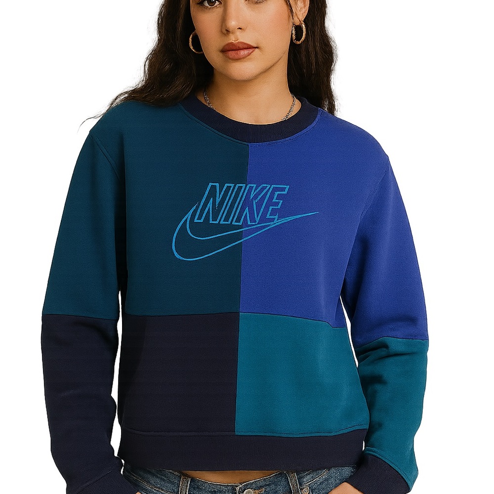 Nike Y2K 90’s Cross Colors Inspired Sweatshirt Unisex Lg Color-block Crew Neck